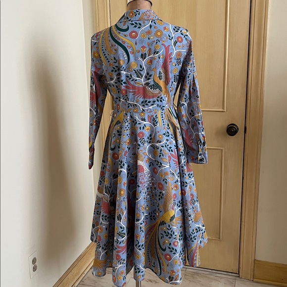 BODEN "Kitty" Cottage Garden Party Birds/Floral Full Skirt Cotton Shirtdress 10P - Picture 3 of 16